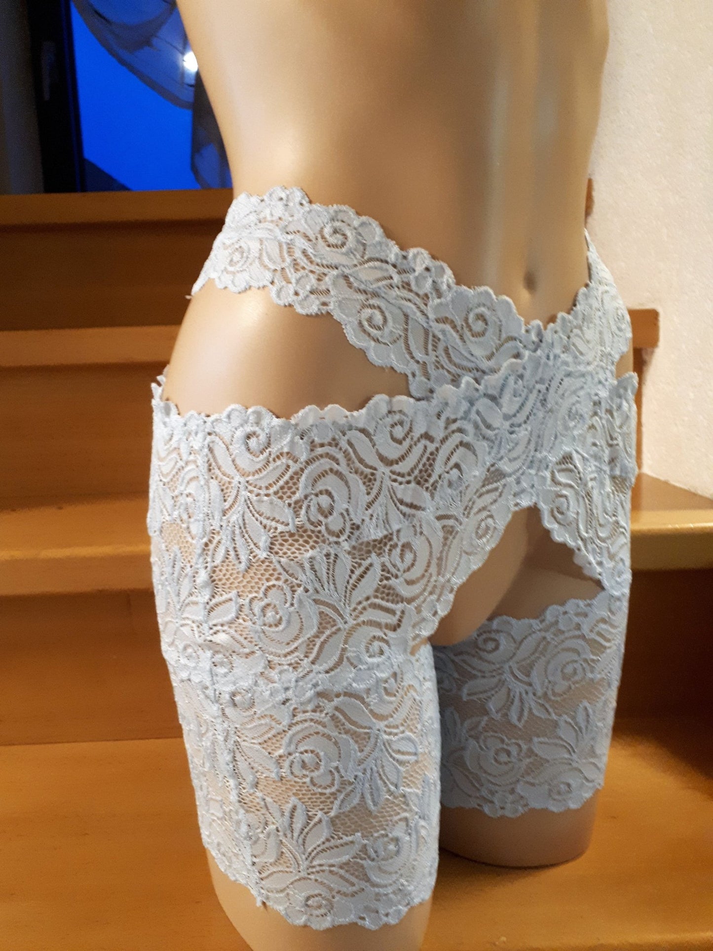 Stay Hip Oberschenkelschoner elastische Babyblaue Spitze Dessous Lingerie Strumpfband ouvert (Kopie) - SEXSENSE