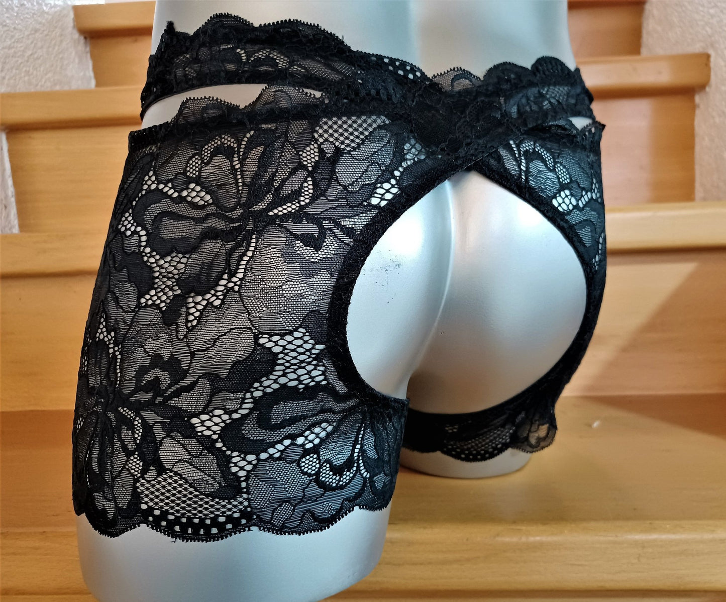Herren Straps Stay Hip halterlos ouvert Strumpfbänder elastische Spitze schwarz Fetisch Gay - SEXSENSE