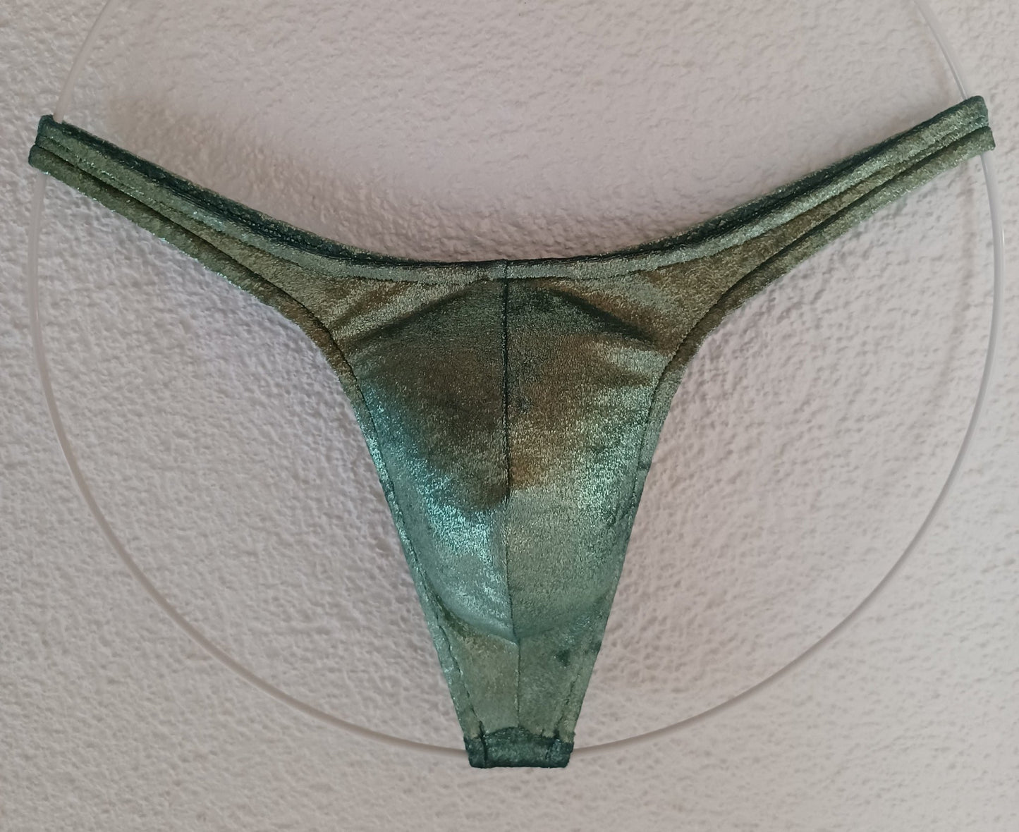 Herren String Tanga und Badehose Samt grün metallic Unikat Gr. S - M - SEXSENSE