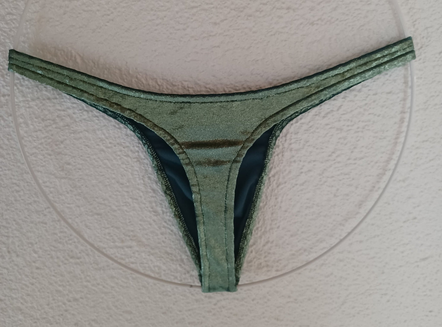 Herren String Tanga und Badehose Samt grün metallic Unikat Gr. S - M - SEXSENSE