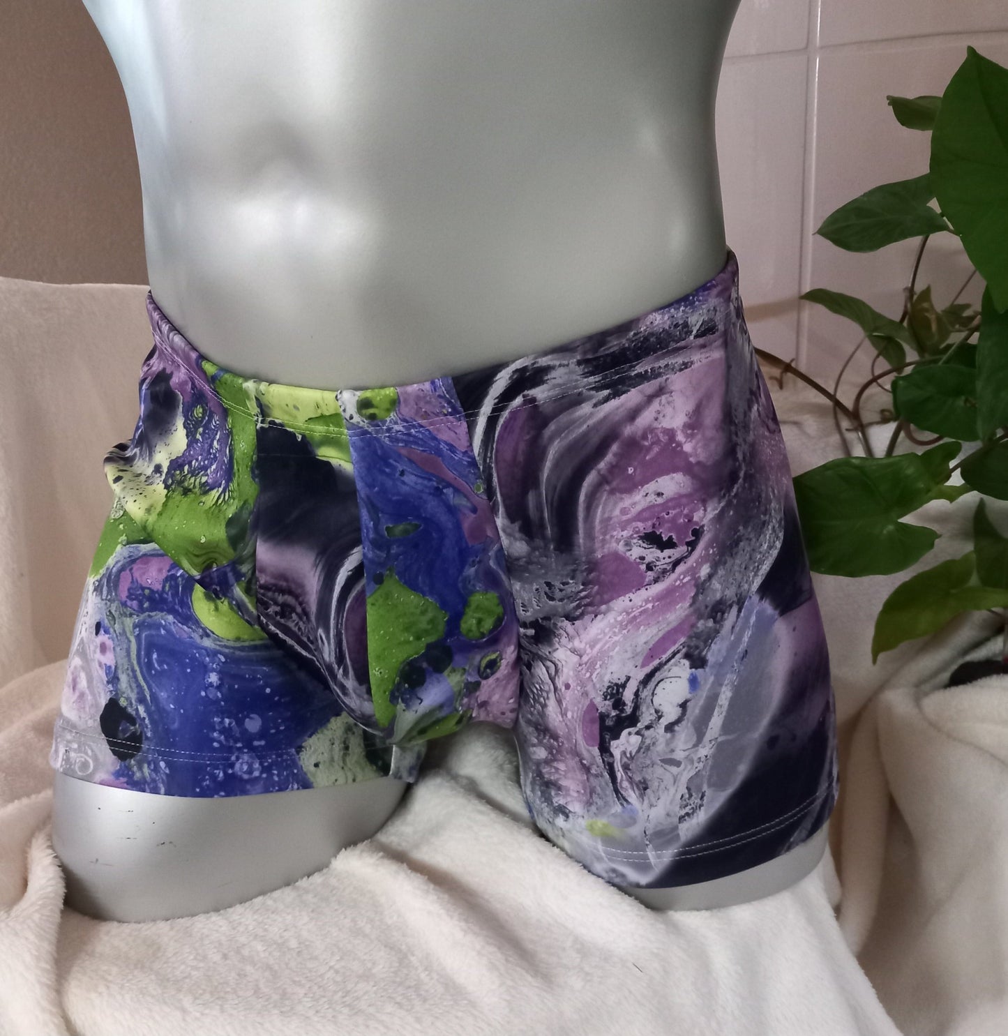 Boxershorts Badehose elastisch Scuba Jersey in Lava - Print - SEXSENSE