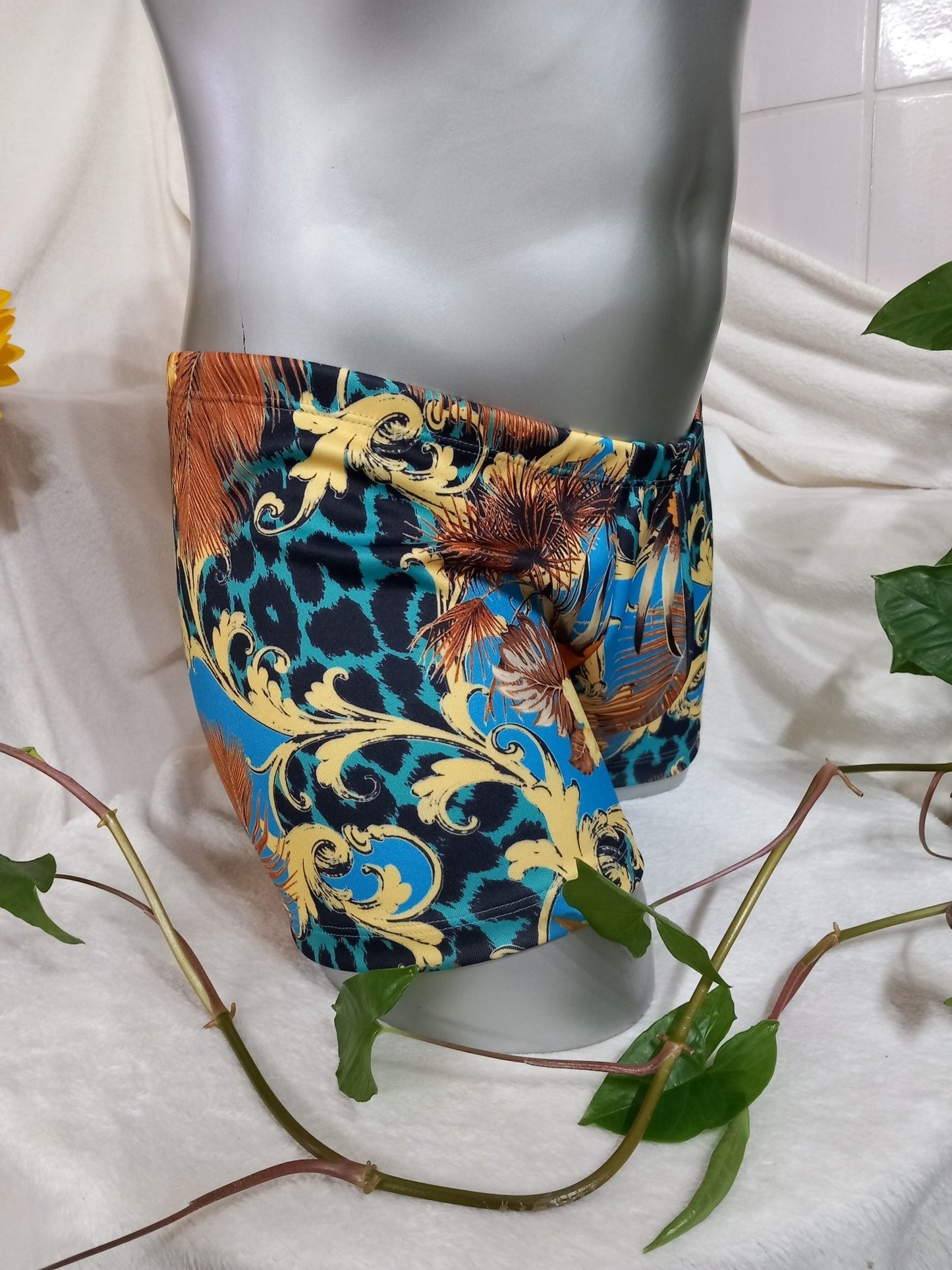 Boxershorts Badehose elastisch Scuba Jersey in Phantasie - Print - SEXSENSE