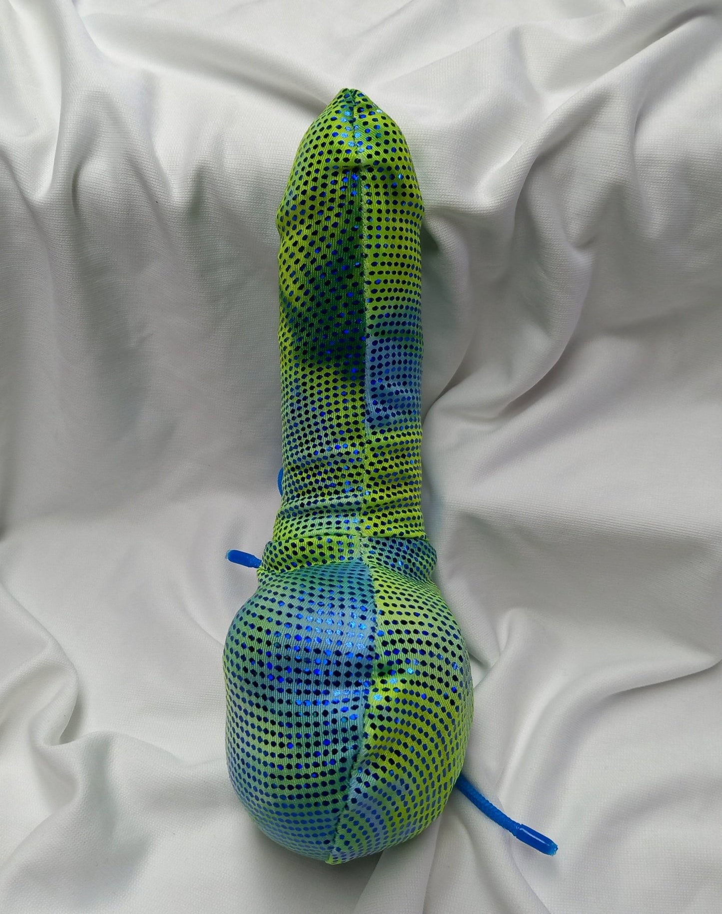 Penissocke Lümmeltüte Juwelensäckchen Lycra neongelb/grün Metallic Hodensack erotisch sexy - SEXSENSE