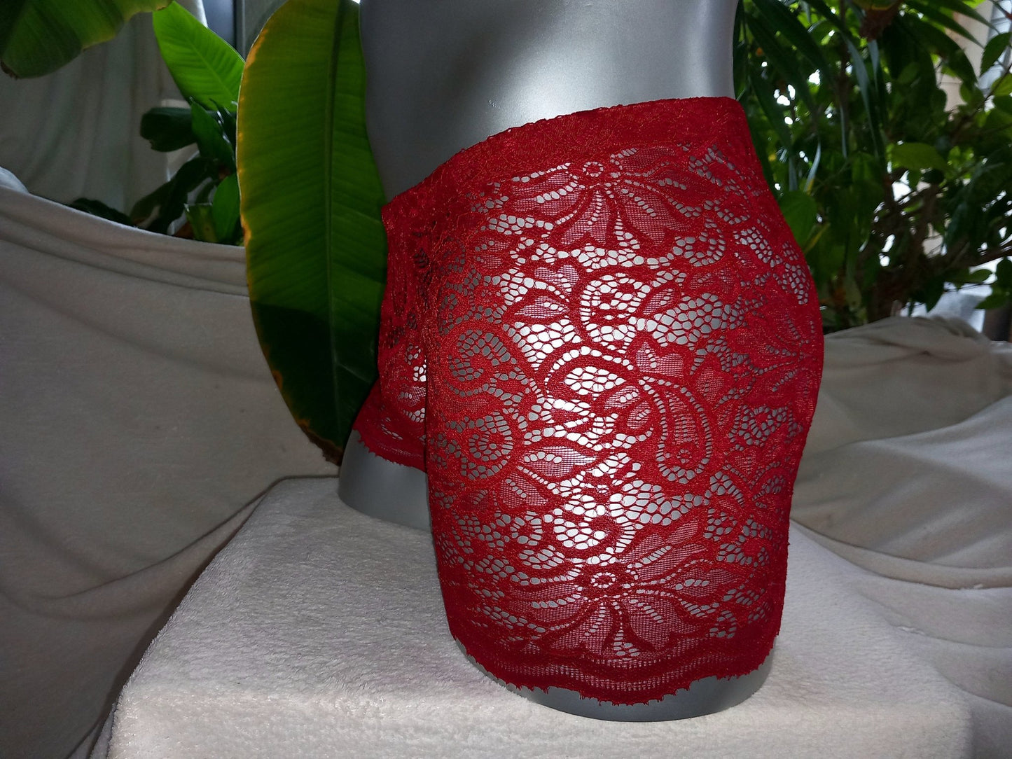 Boxershorts Spitze dunkelrot elastisch transparent enganliegend sexy Bogenabschuss an den Beinen - SEXSENSE
