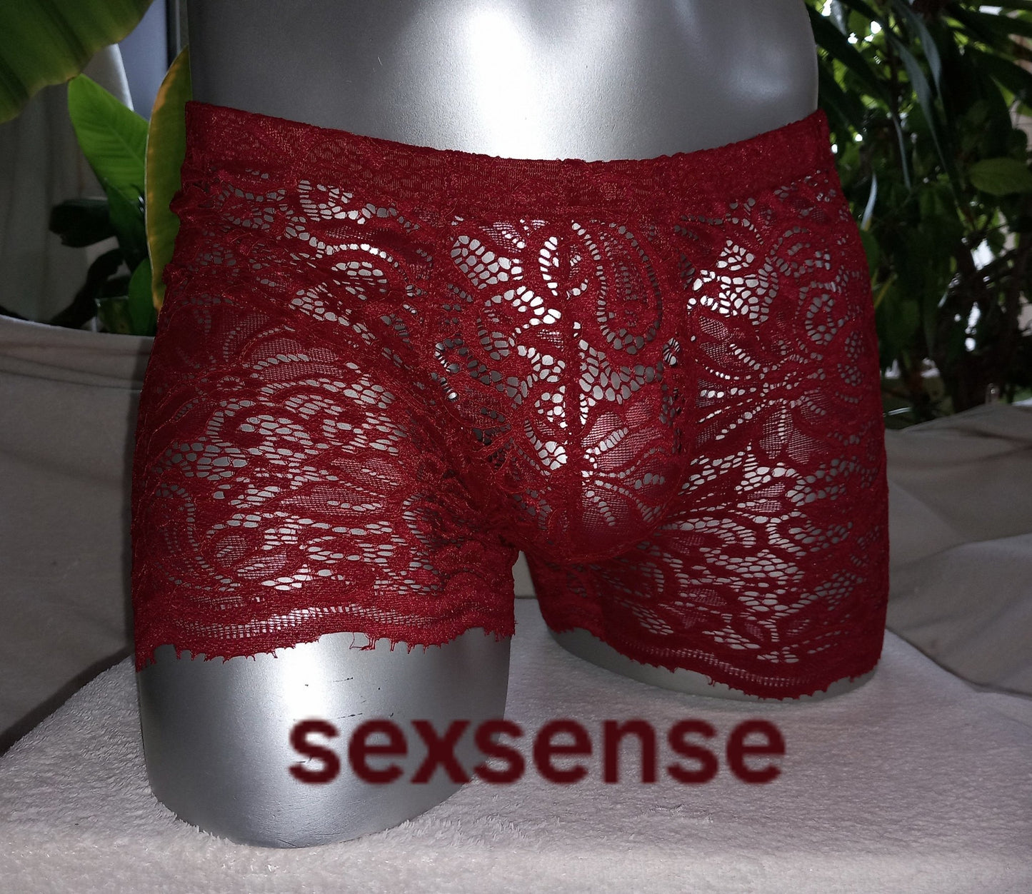 Boxershorts Spitze dunkelrot elastisch transparent enganliegend sexy Bogenabschuss an den Beinen - SEXSENSE