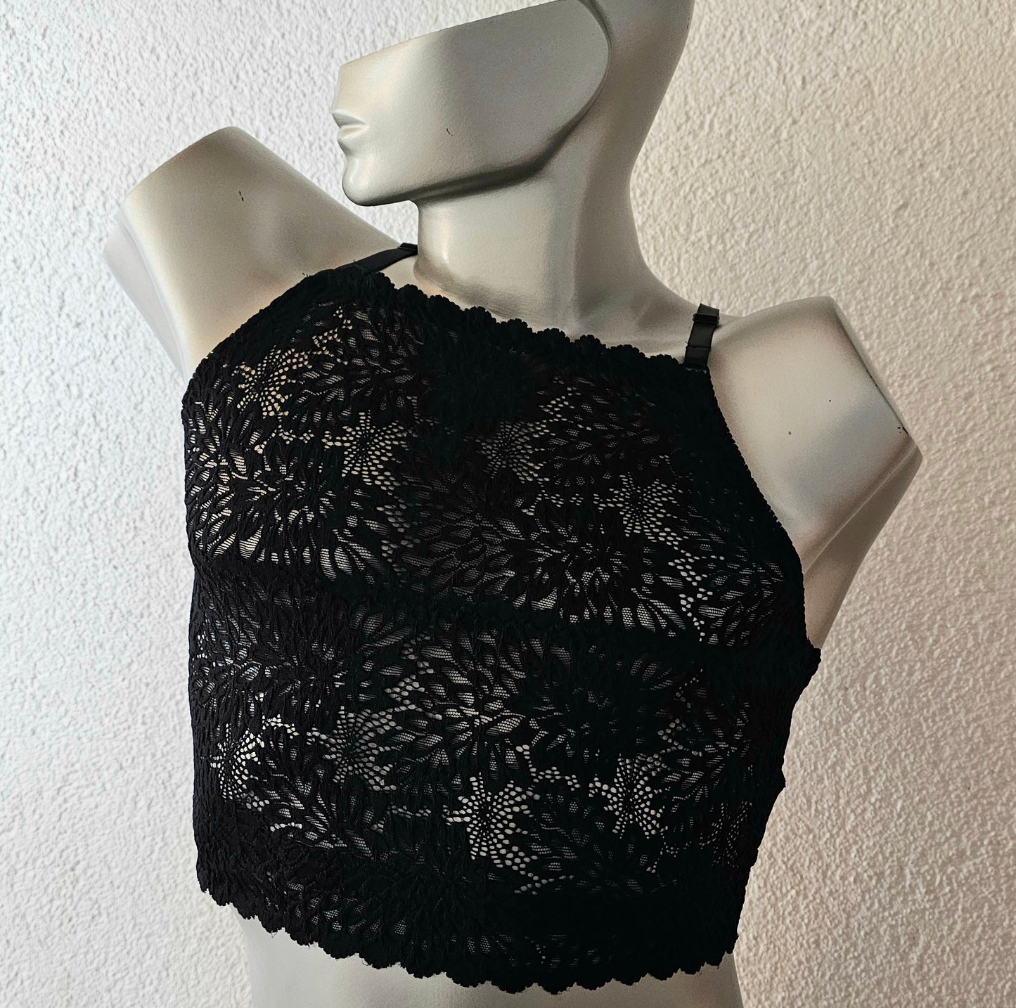 Herren Muscle-Shirt Bustier sportliche Unterwäsche aus elastischer schwarzer transparenter Spitze