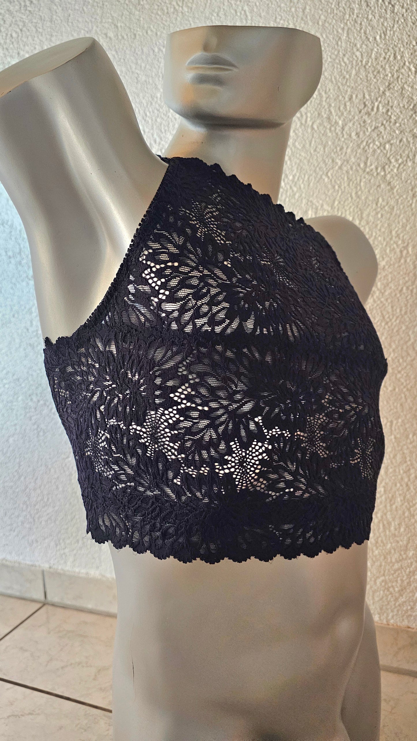 Herren Muscle-Shirt Bustier sportliche Unterwäsche aus elastischer schwarzer transparenter Spitze