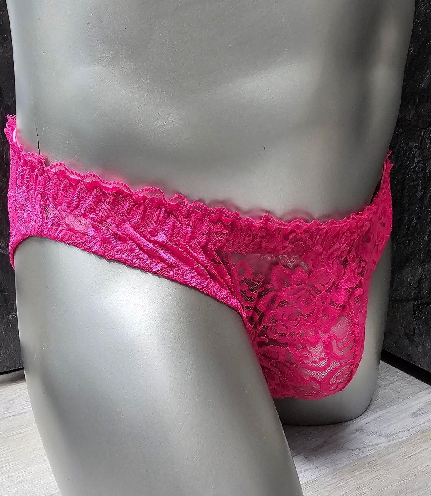 Herren Spitzen Slip Hipster Pink Femboy - SEXSENSE