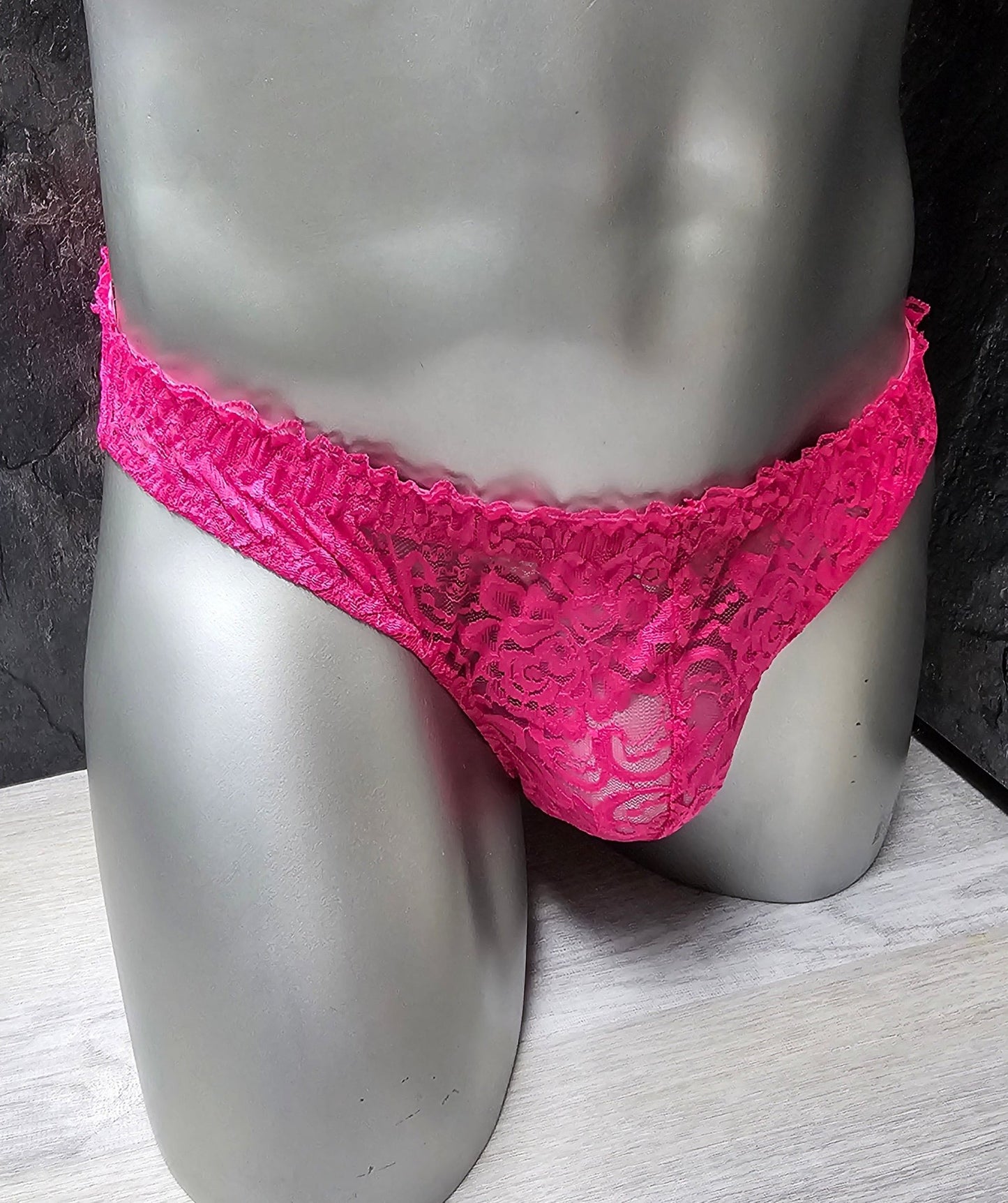 Herren Spitzen Slip Hipster Pink Femboy - SEXSENSE