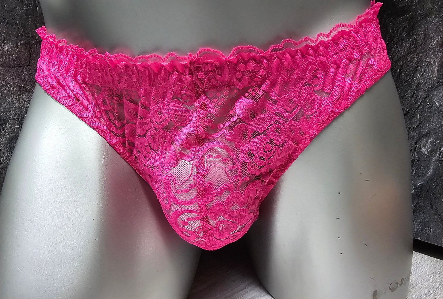 Herren Spitzen Slip Hipster Pink Femboy - SEXSENSE