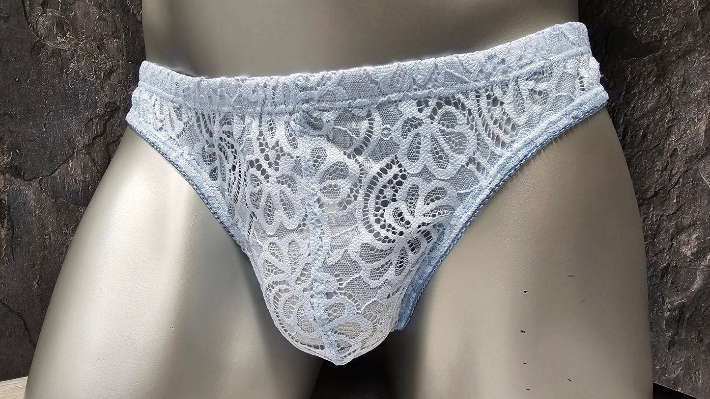 Herren Spitzen Slip Hipster Hellblau Femboy - SEXSENSE