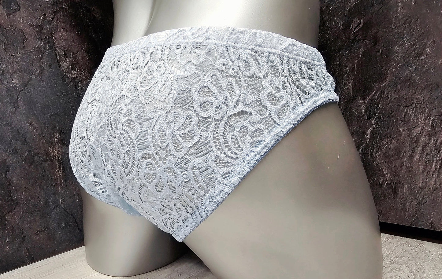 Herren Spitzen Slip Hipster Hellblau Femboy - SEXSENSE