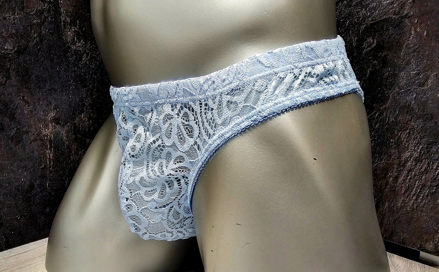 Herren Spitzen Slip Hipster Hellblau Femboy - SEXSENSE