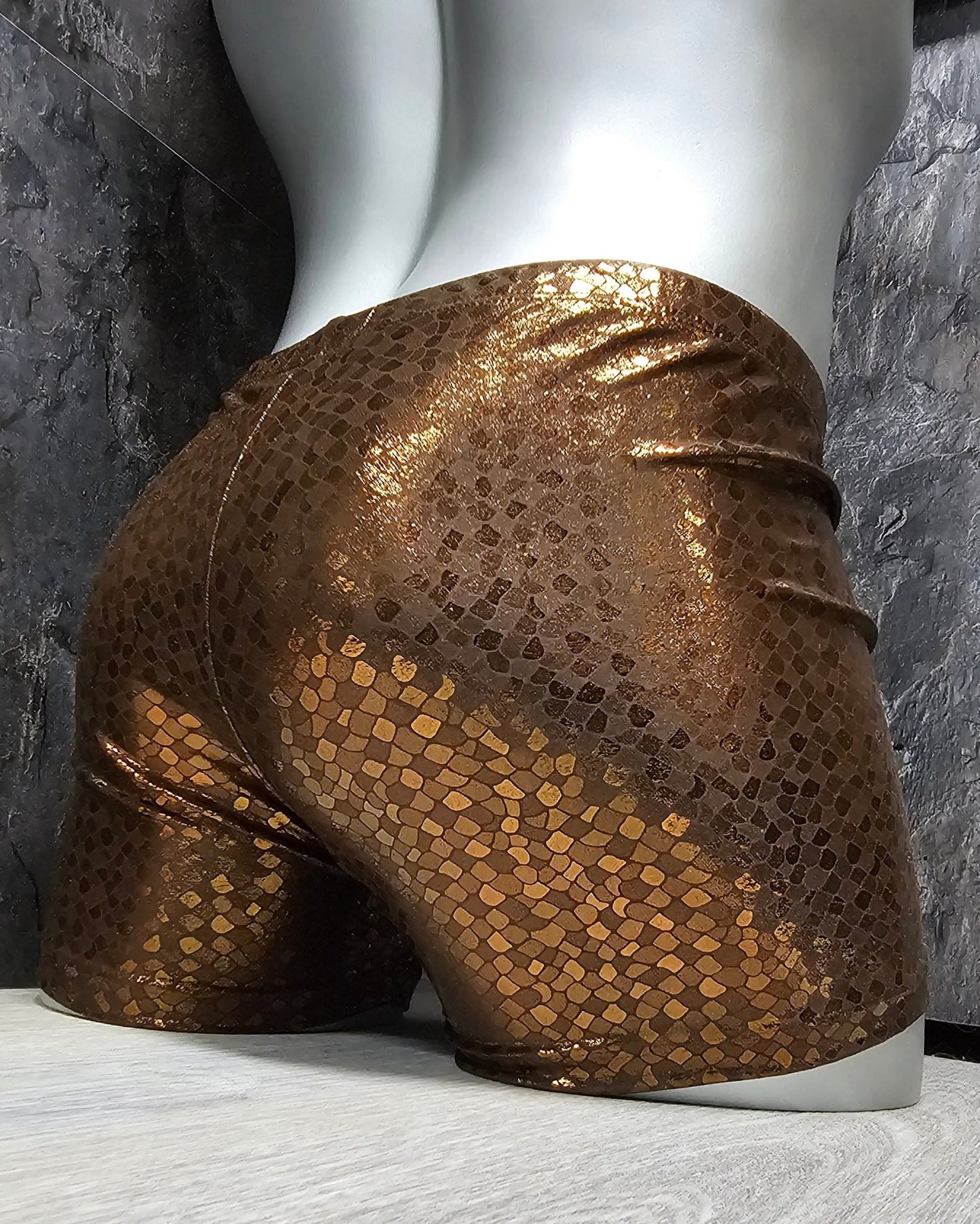 Badehose Boxershorts Kupfer Metallic elastischer Lycra - SEXSENSE