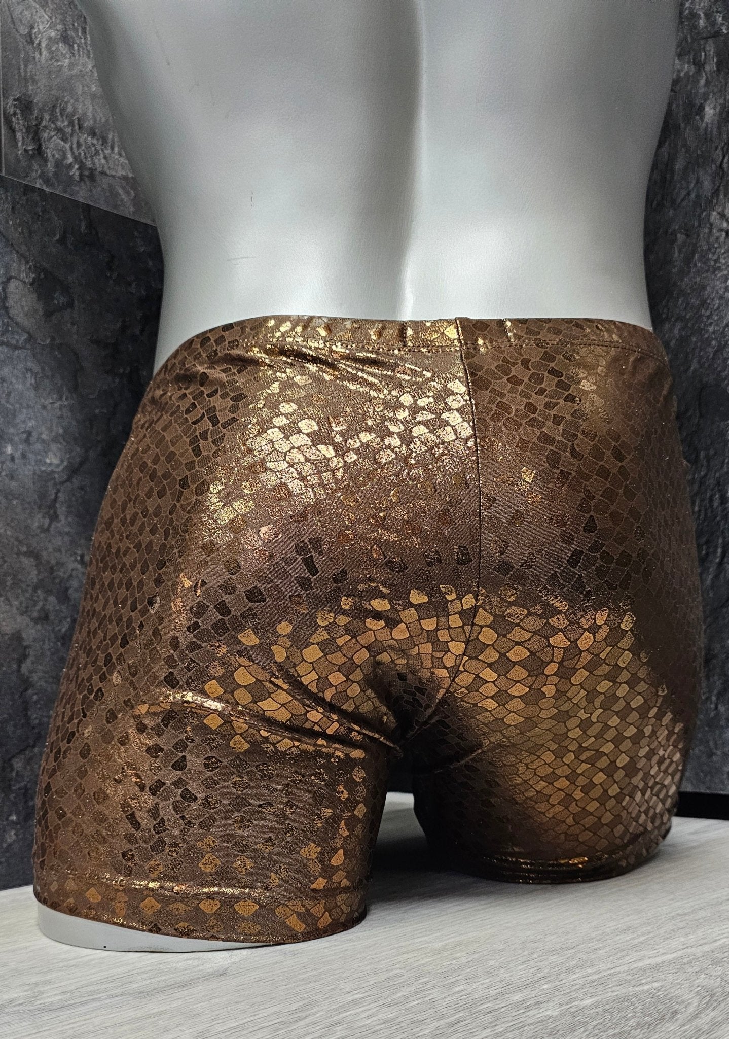 Badehose Boxershorts Kupfer Metallic elastischer Lycra - SEXSENSE