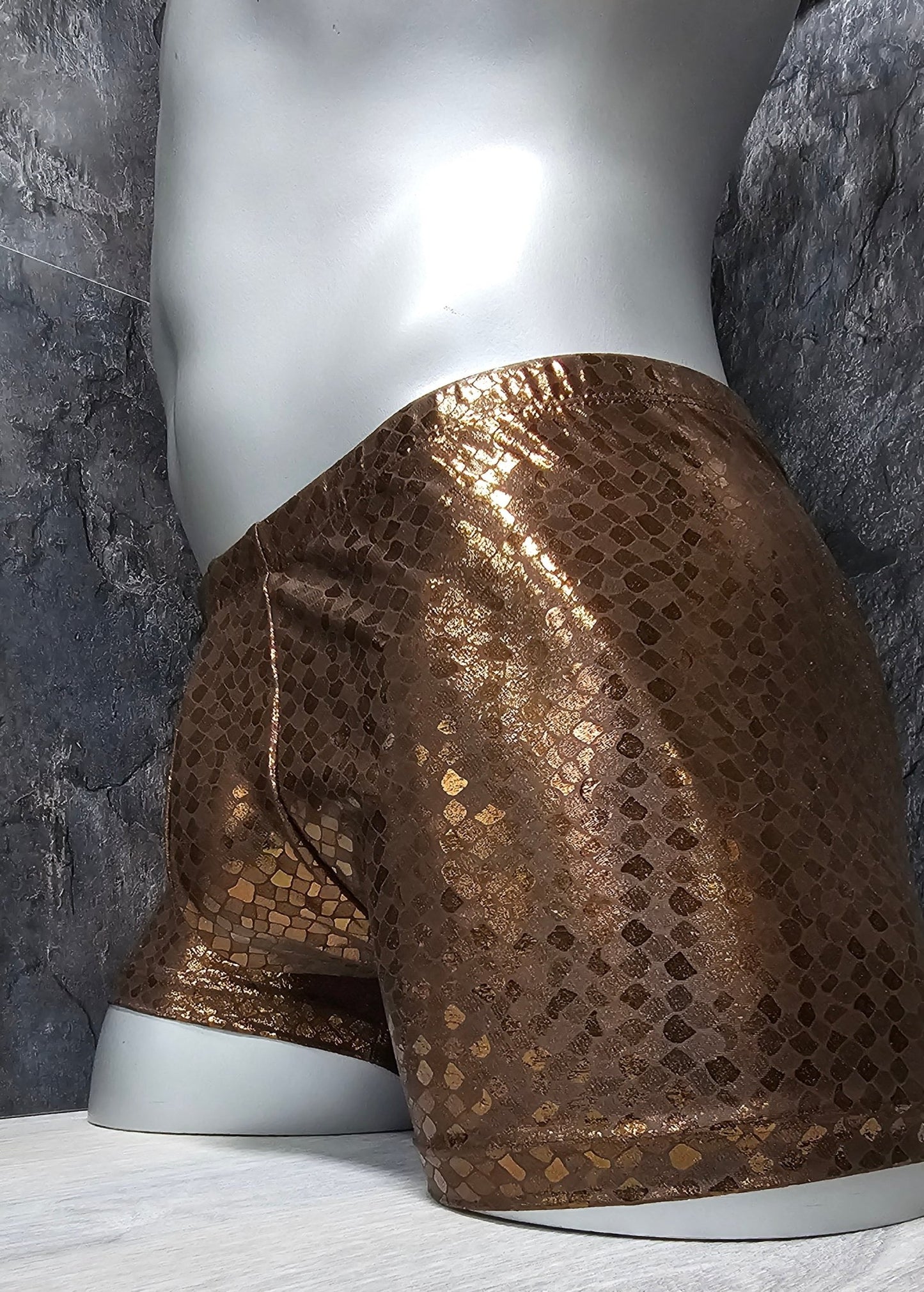 Badehose Boxershorts Kupfer Metallic elastischer Lycra - SEXSENSE