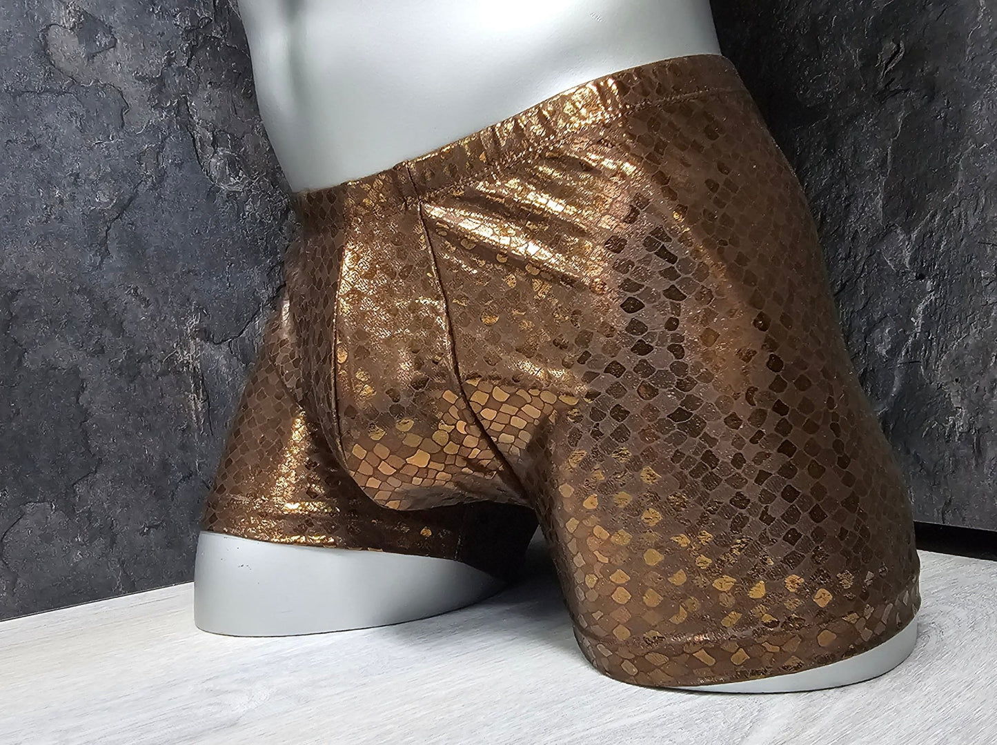 Badehose Boxershorts Kupfer Metallic elastischer Lycra - SEXSENSE