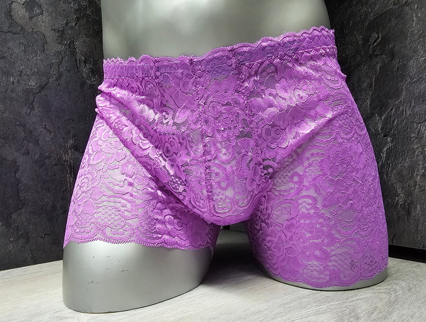 Boxershorts Spitze hell - lila elastisch transparent enganliegend sexy - SEXSENSE
