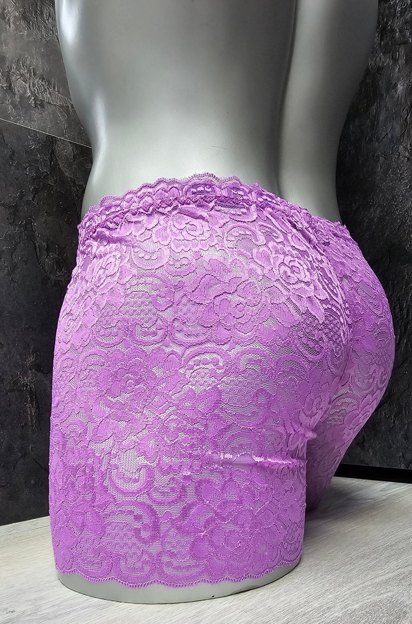 Boxershorts Spitze hell - lila elastisch transparent enganliegend sexy - SEXSENSE