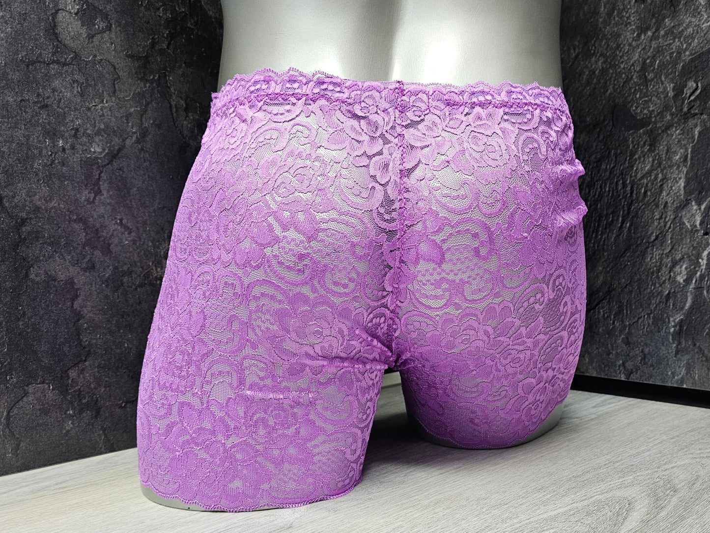 Boxershorts Spitze hell - lila elastisch transparent enganliegend sexy - SEXSENSE