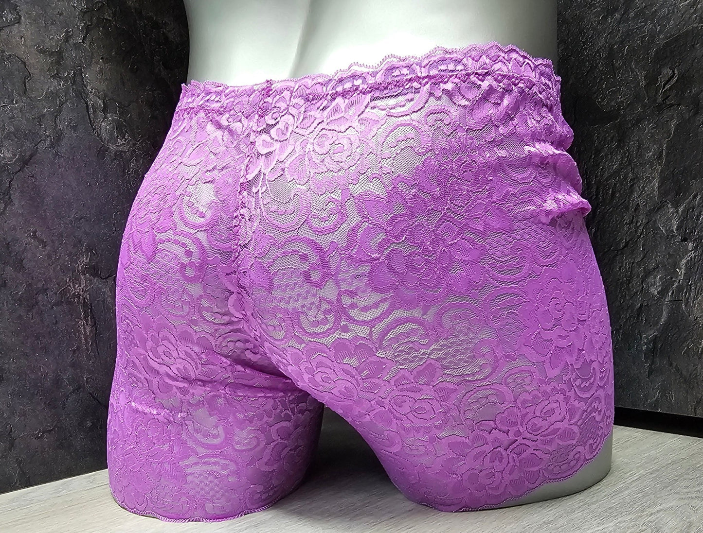 Boxershorts Spitze hell - lila elastisch transparent enganliegend sexy - SEXSENSE