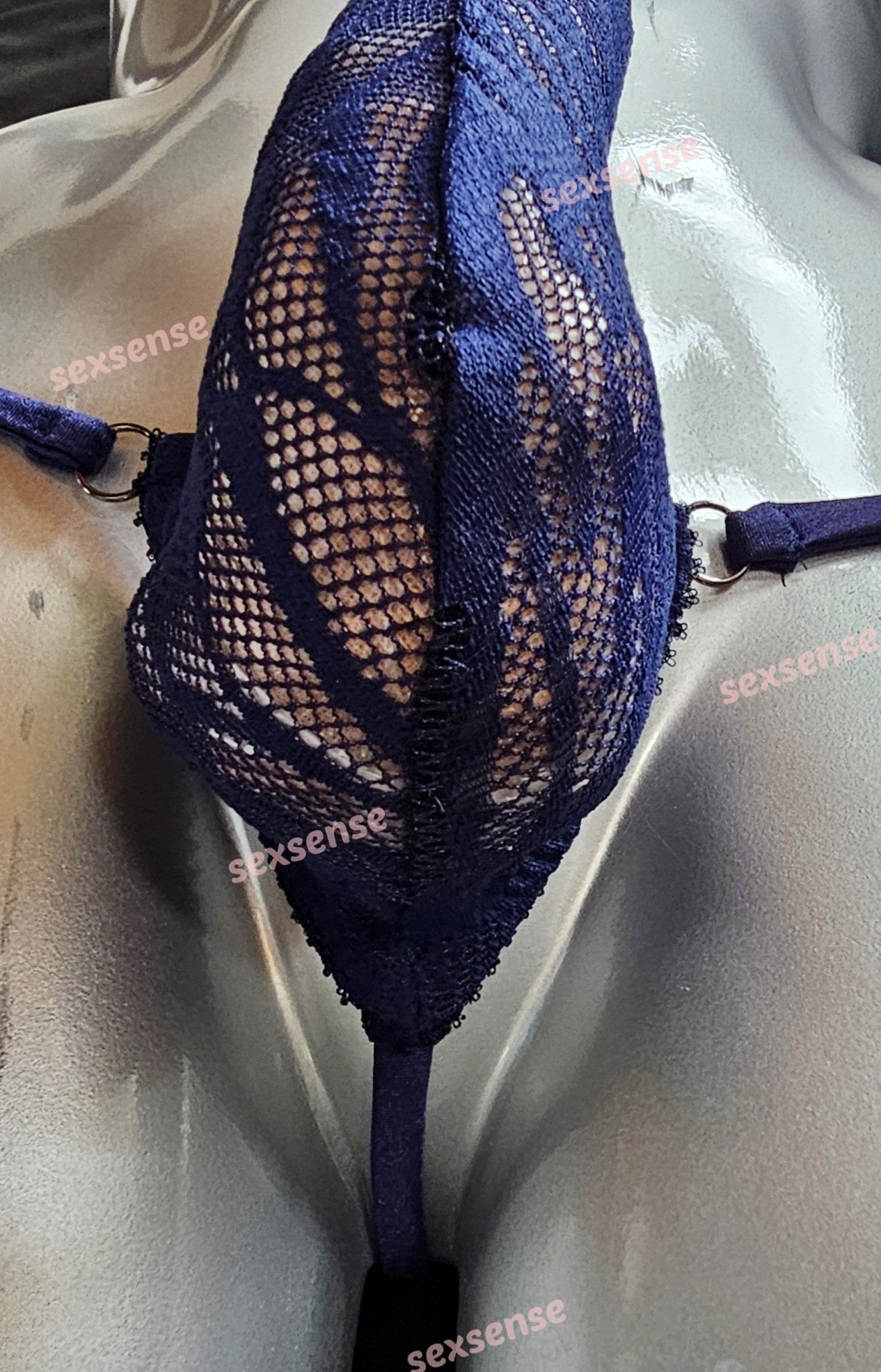 Stand - Up - String minimalistisch extrem elastisches Mesh dunkelblau - SEXSENSE