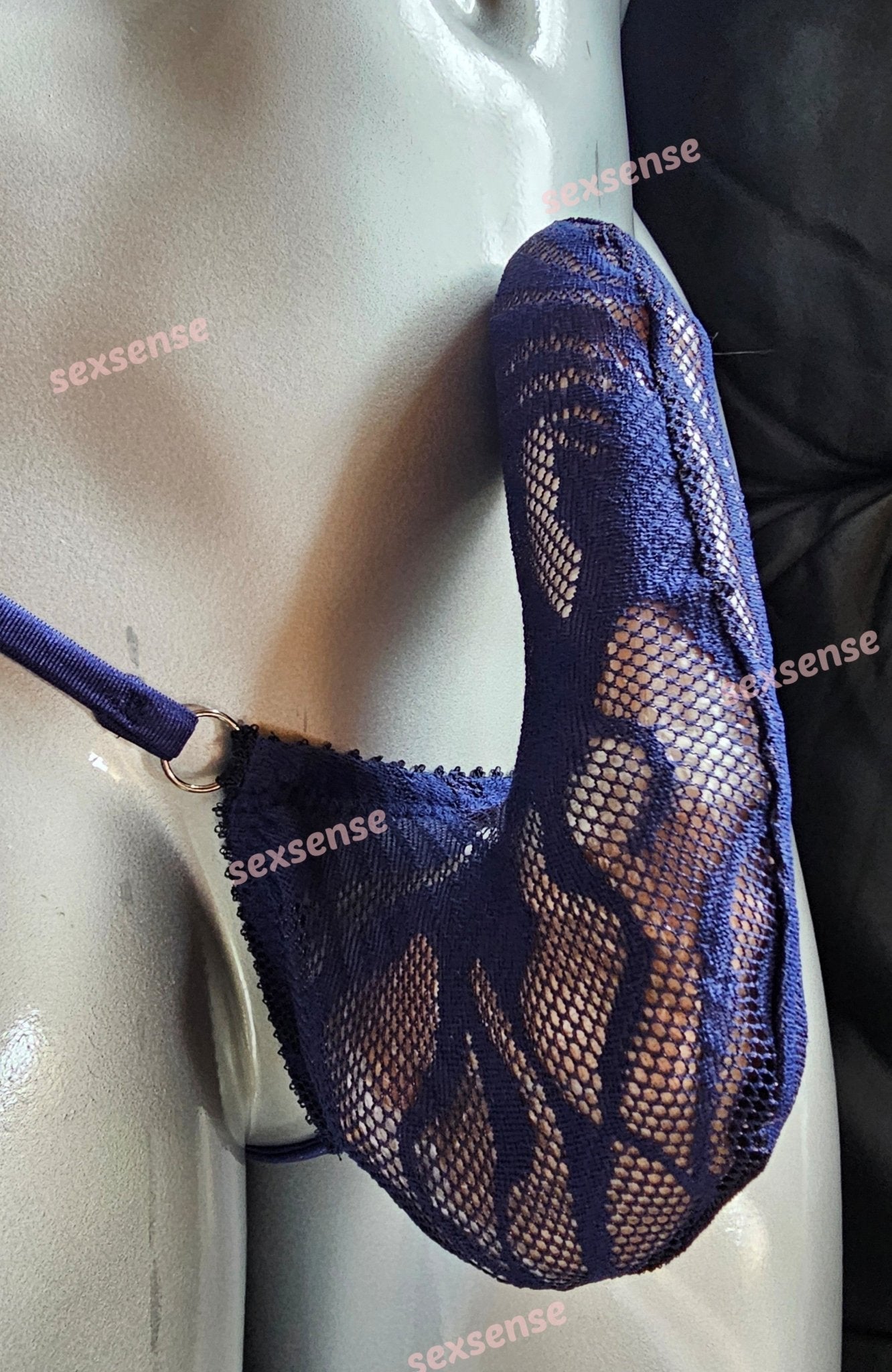 Stand - Up - String minimalistisch extrem elastisches Mesh dunkelblau - SEXSENSE