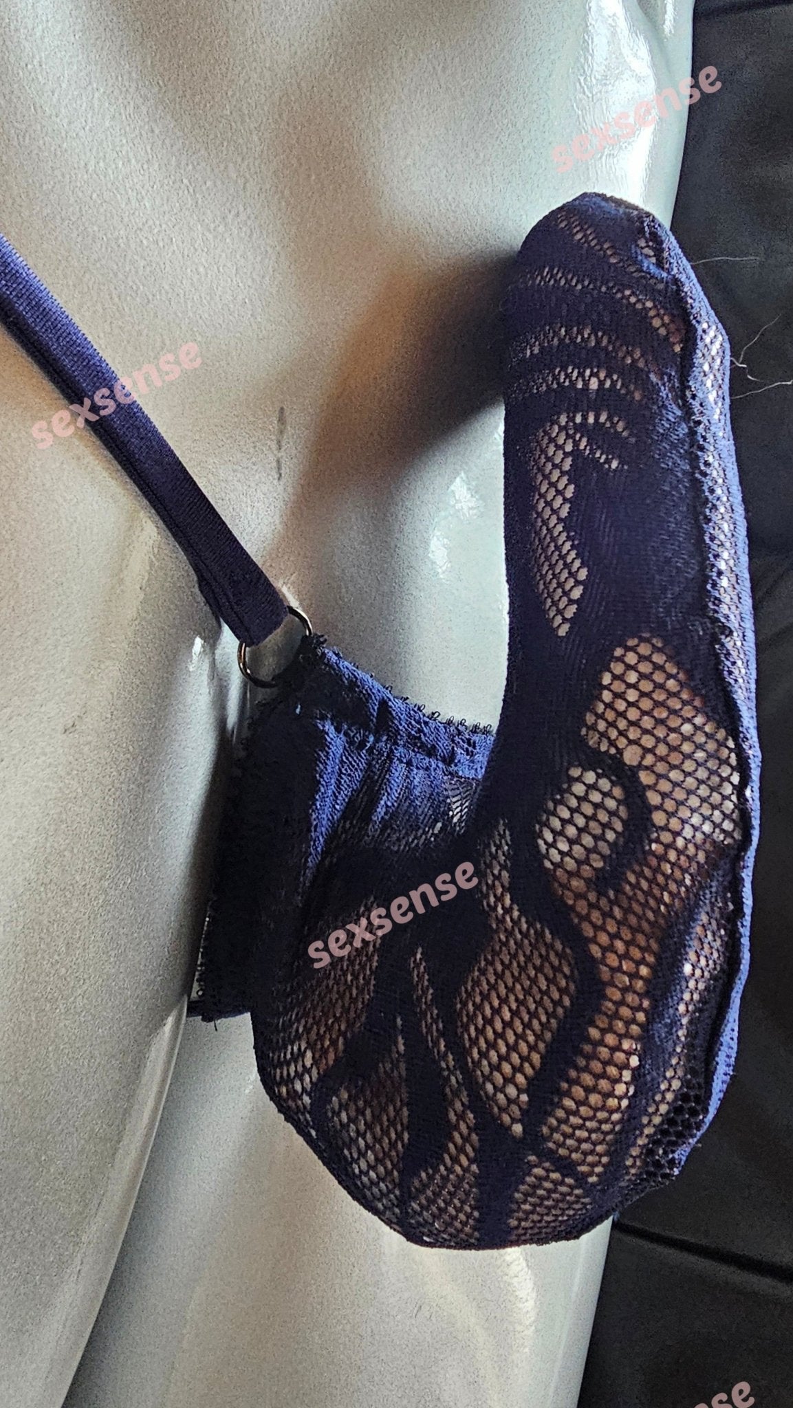 Stand - Up - String minimalistisch extrem elastisches Mesh dunkelblau - SEXSENSE