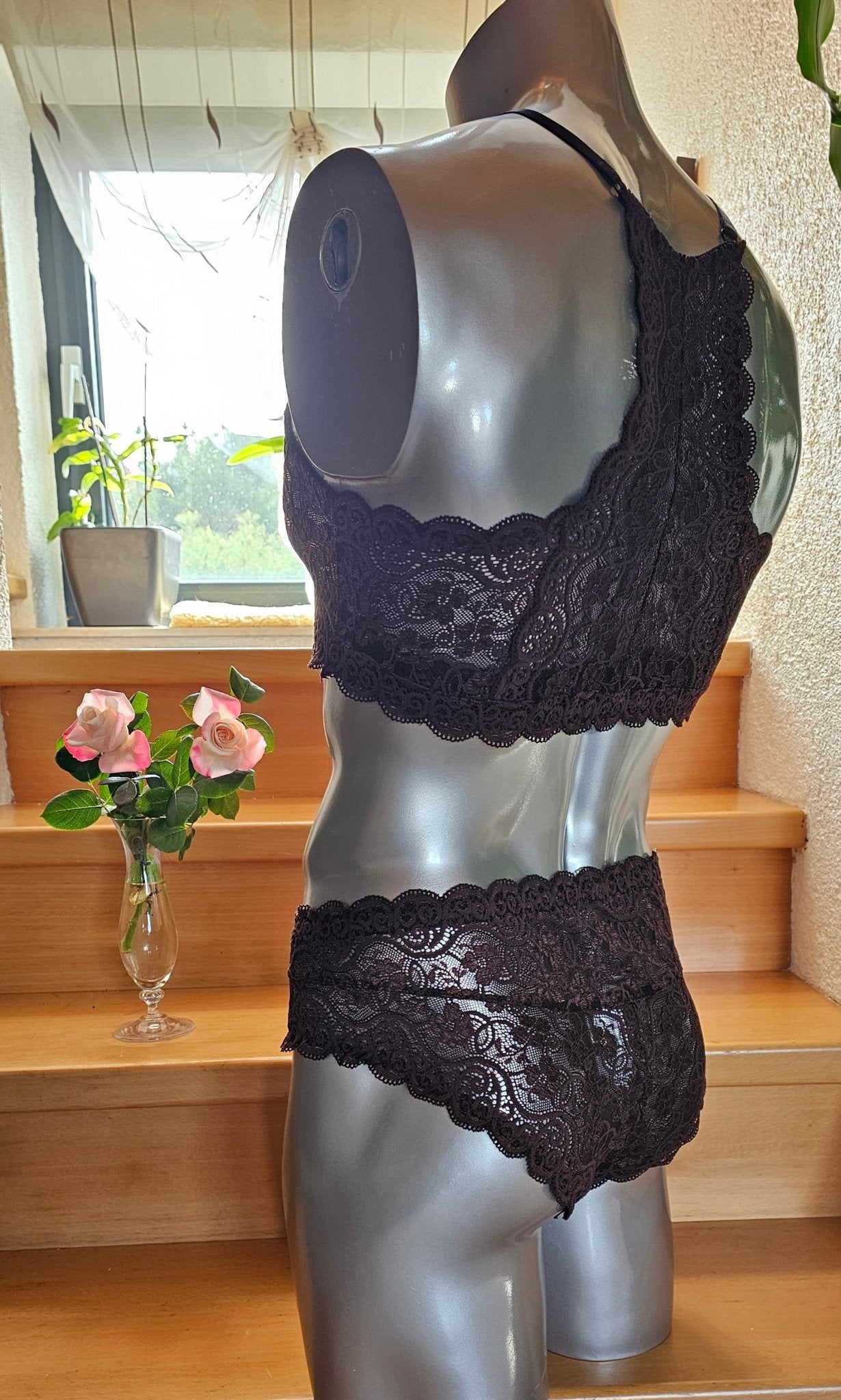 Set 2 - teilig Bustier Muscle - Shirt/ Crop - Top und Slip Herren Unterwäsche elastisch Spitze - SEXSENSE