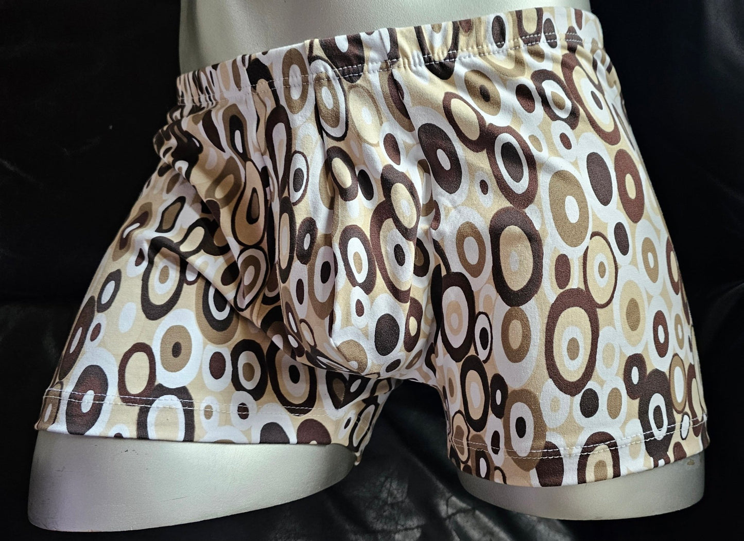 Boxershorts Herren Unterwäsche Schlafhose Unikat Retro - Design Modal/Viskose Jersey beige/braun - SEXSENSE