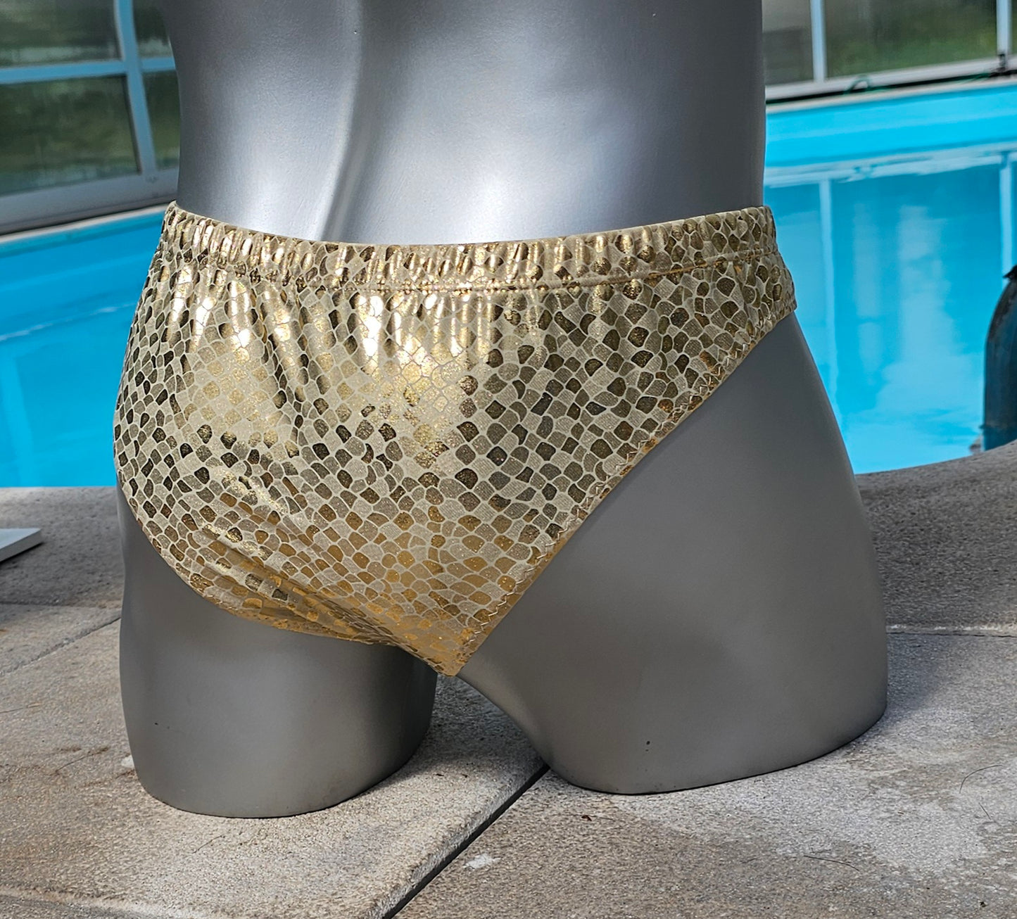 Badehose Gold Metallic Lycra Jersey sexy Herren Dessous - SEXSENSE