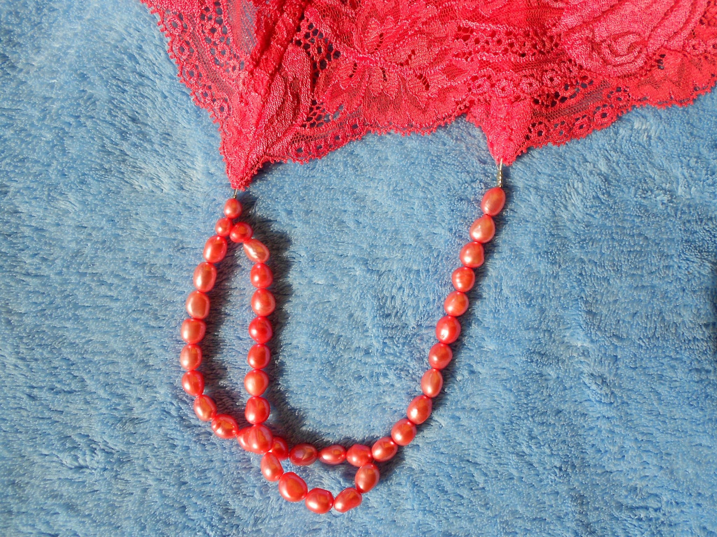 Einzelstücke Damen Perlen String elastische Spitze mit farblich passenden echten Perlen sexy Dessous - SEXSENSE