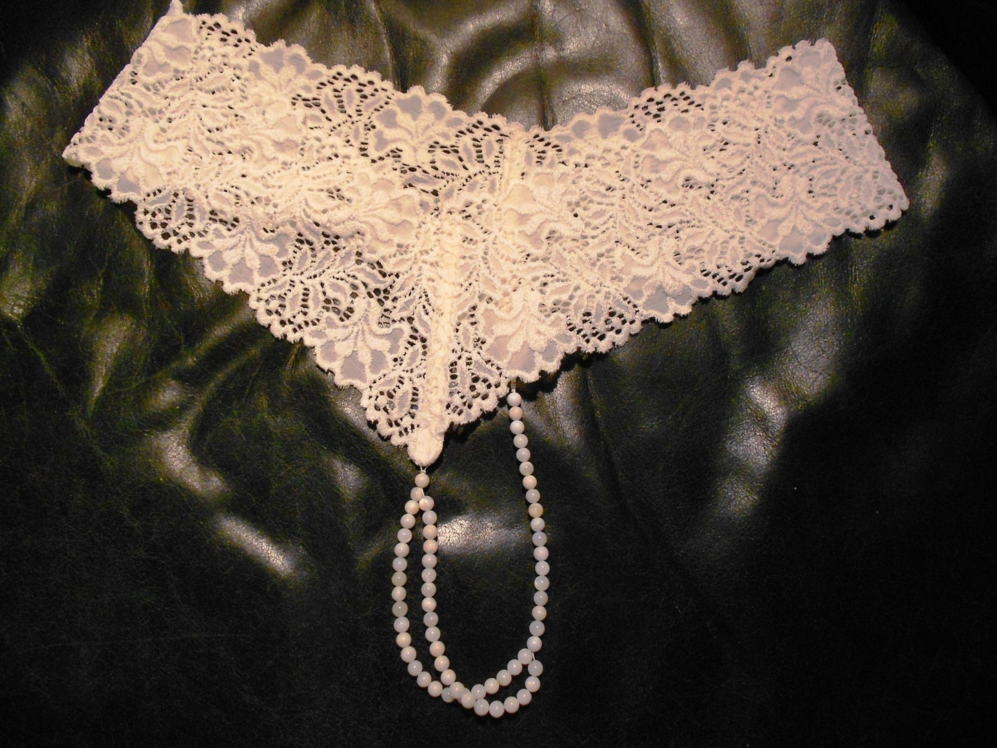 Einzelstücke Damen Perlen String elastische Spitze mit farblich passenden echten Perlen sexy Dessous - SEXSENSE