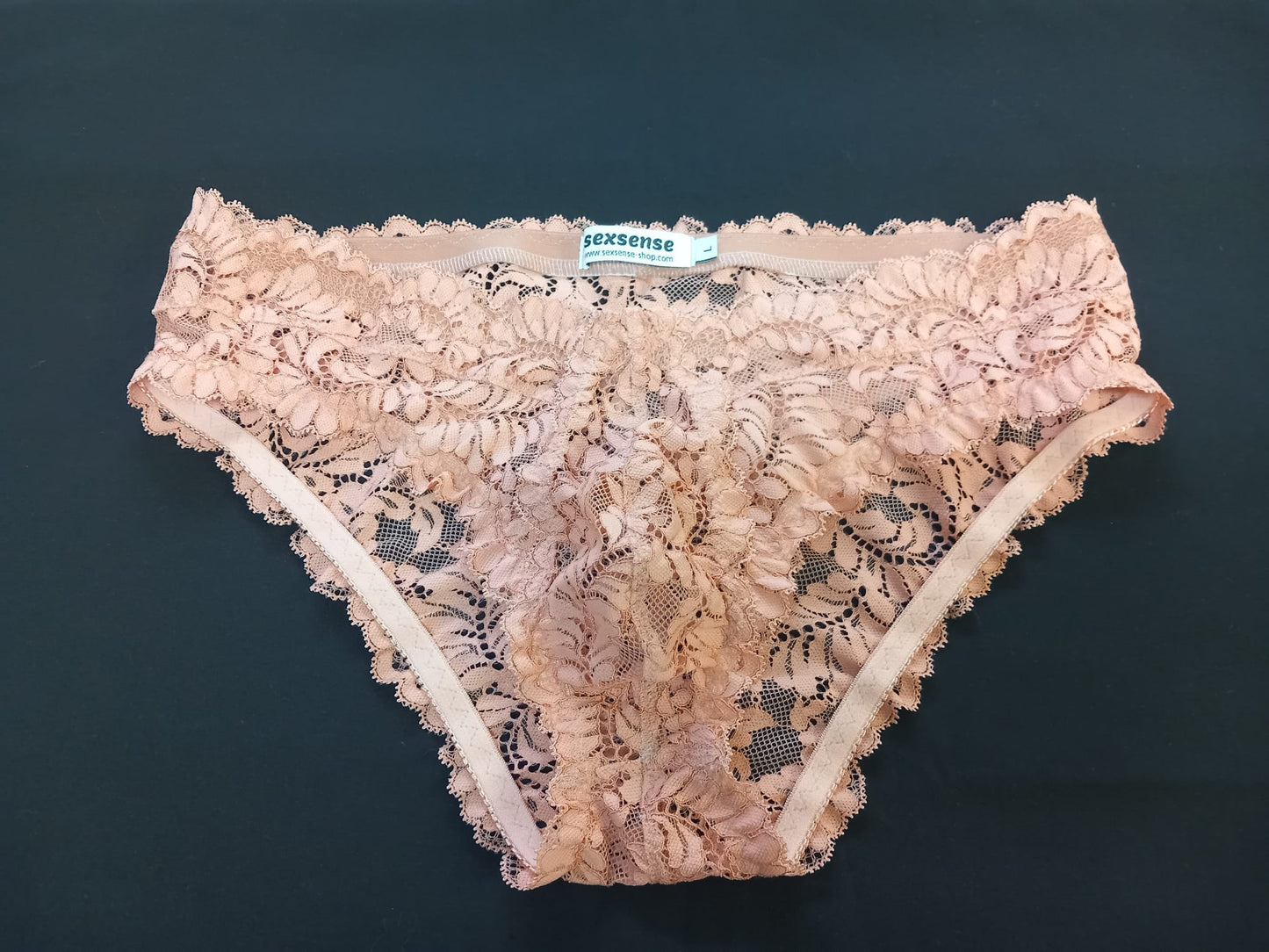 Herren Spitzen Slip Hipstein Rosenholfarben Femboy - SEXSENSE
