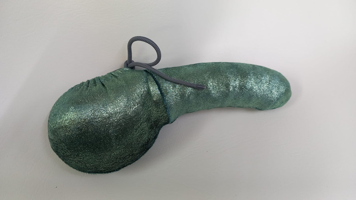 Penissocke, Lümmeltüte, Juwelensäckchen, grüner Samt mit metallic Effekt Hodensack Eierwärmer Willy Pyjama Sackhalter - SEXSENSE