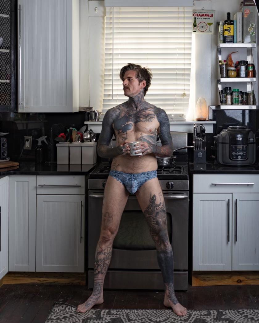 Slip Herren Hipster elastische französische Spitze jeansblau mit Bogenabschlusskanten - SEXSENSE