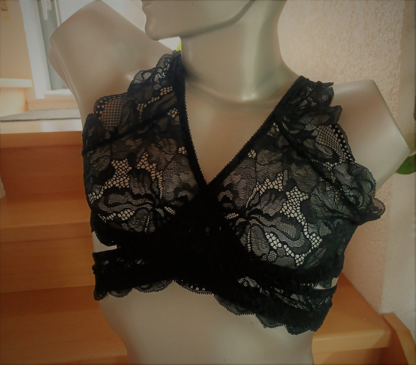 Sissy Herren Unterwäsche Rock mit String/Thong schwarz elastische französische Spitze doppellagig Gay Stufenrock - SEXSENSE