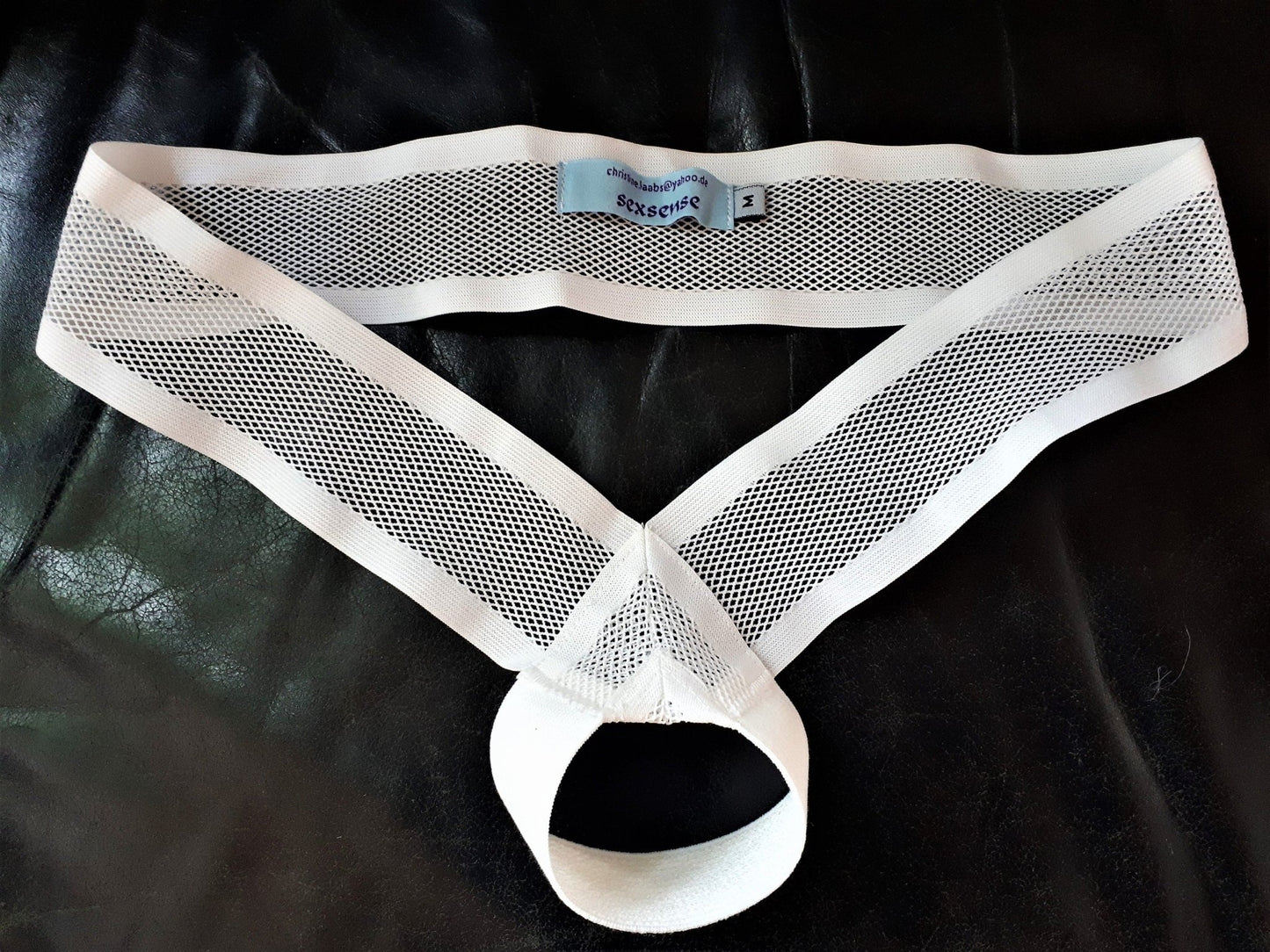 Jockstrap Sling Thong ouvert Push Up Slip weiß Mesh elastisch - SEXSENSE