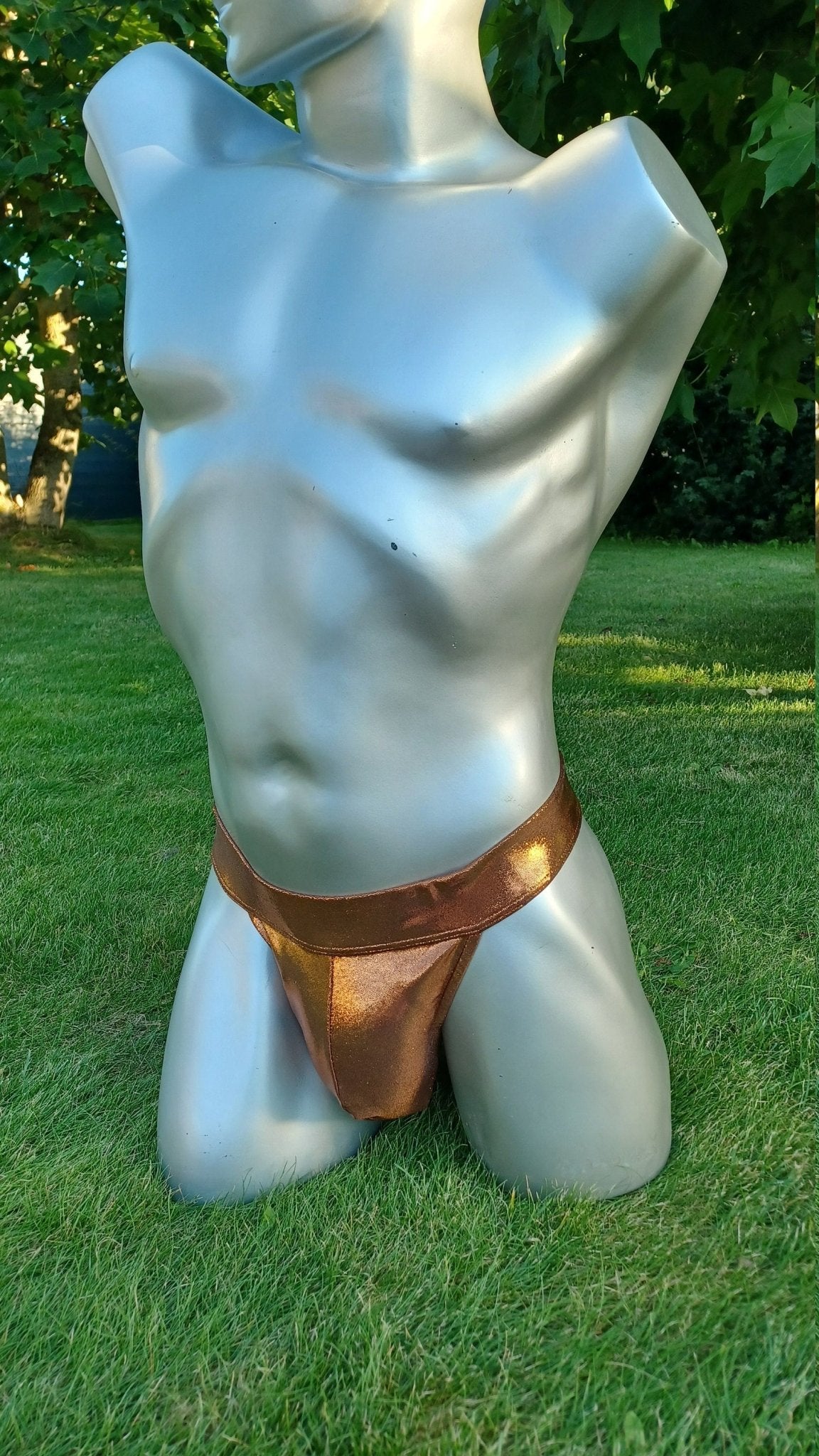 Thong fetisch ouvert Silikon Cockring Kupfer Metallic Polos open Butt Badehose Push Up - SEXSENSE
