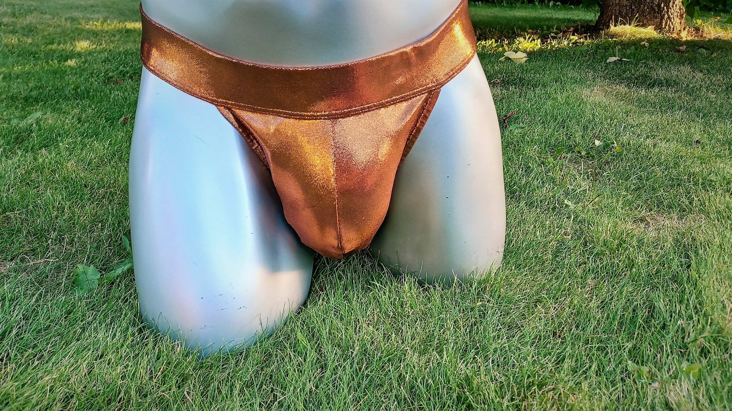Thong fetisch ouvert Silikon Cockring Kupfer Metallic Polos open Butt Badehose Push Up - SEXSENSE