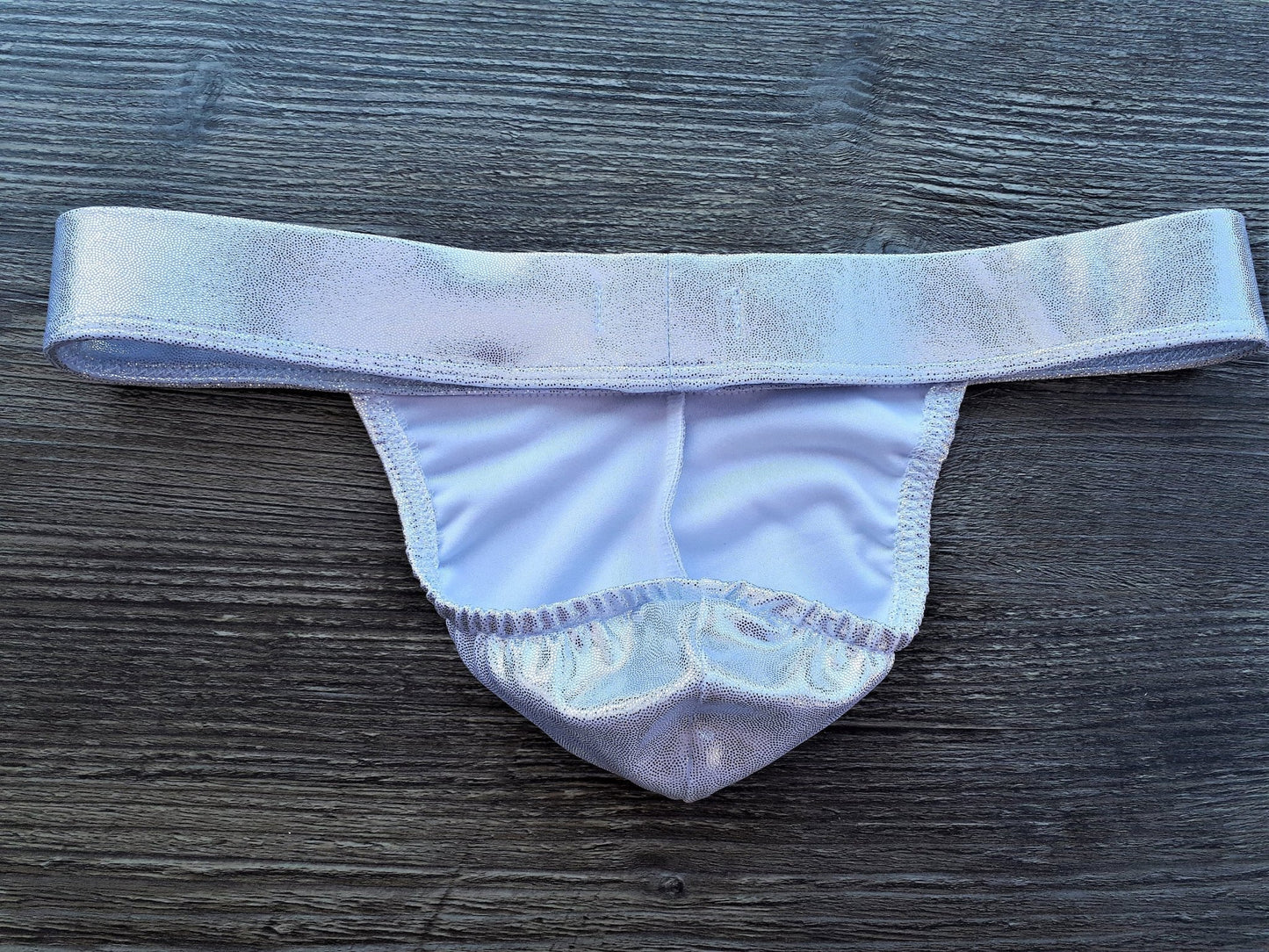 Thong fetisch ouvert Silikon Cockring weiß Silbermetallic Polos open Butt Badehose Push Up - SEXSENSE