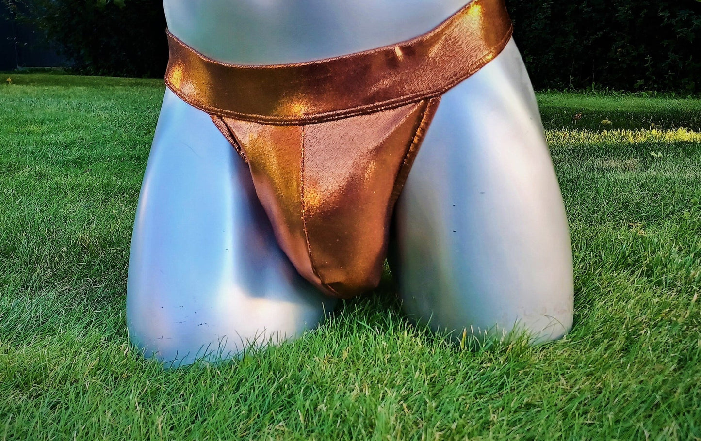 Thong fetisch ouvert Silikon Cockring Kupfer Metallic Polos open Butt Badehose Push Up - SEXSENSE