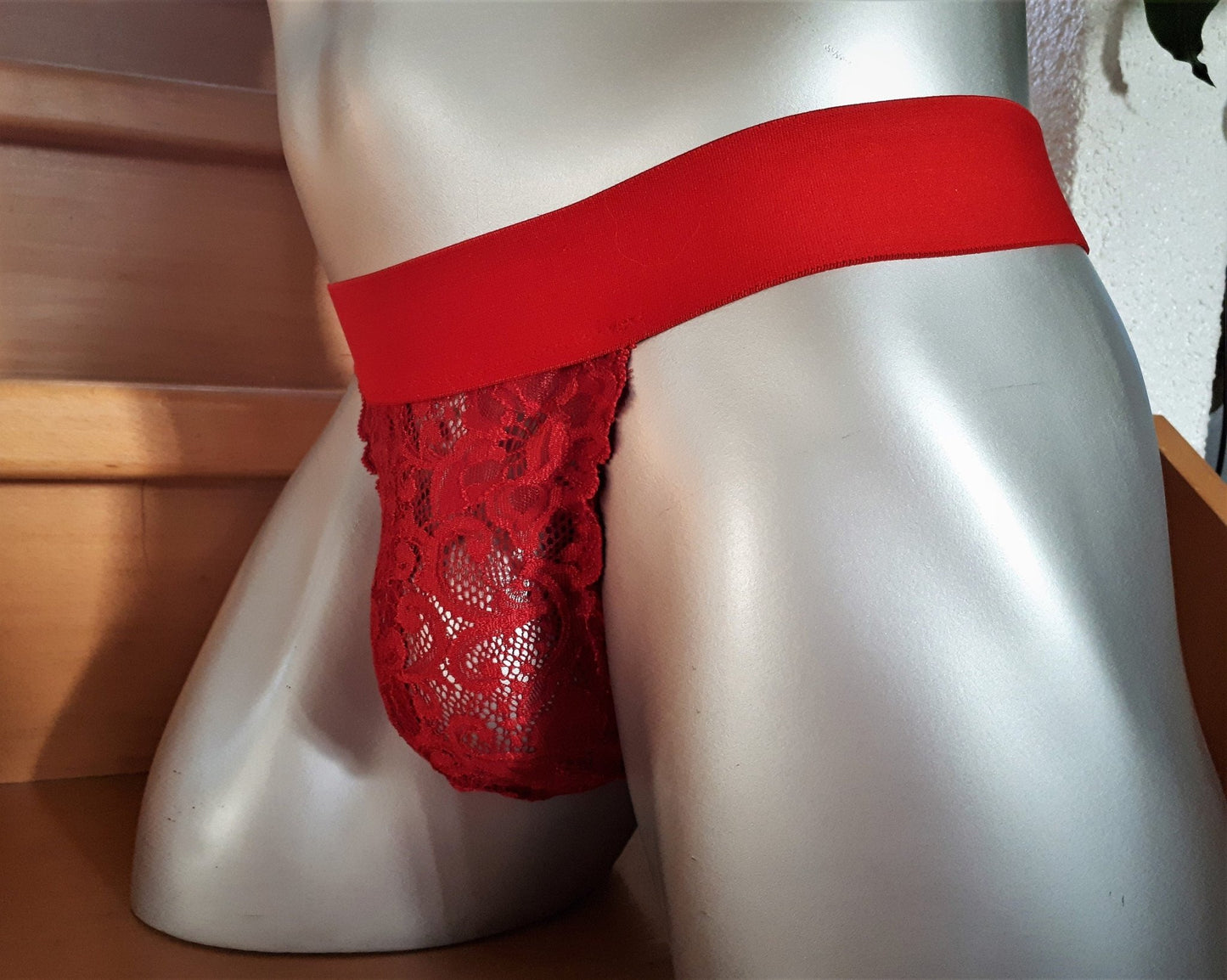 String Spitze sündig blut - roter breites Gummiband sexy Dessous Lingerie Gay Sissy Unikat - SEXSENSE