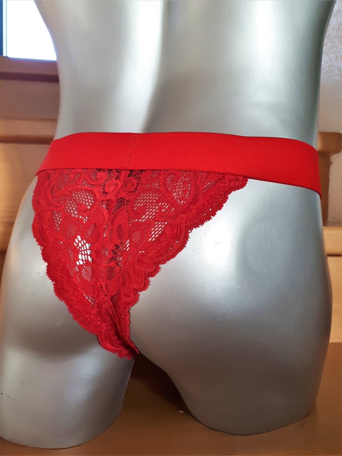 String Spitze sündig blut - roter breites Gummiband sexy Dessous Lingerie Gay Sissy Unikat - SEXSENSE