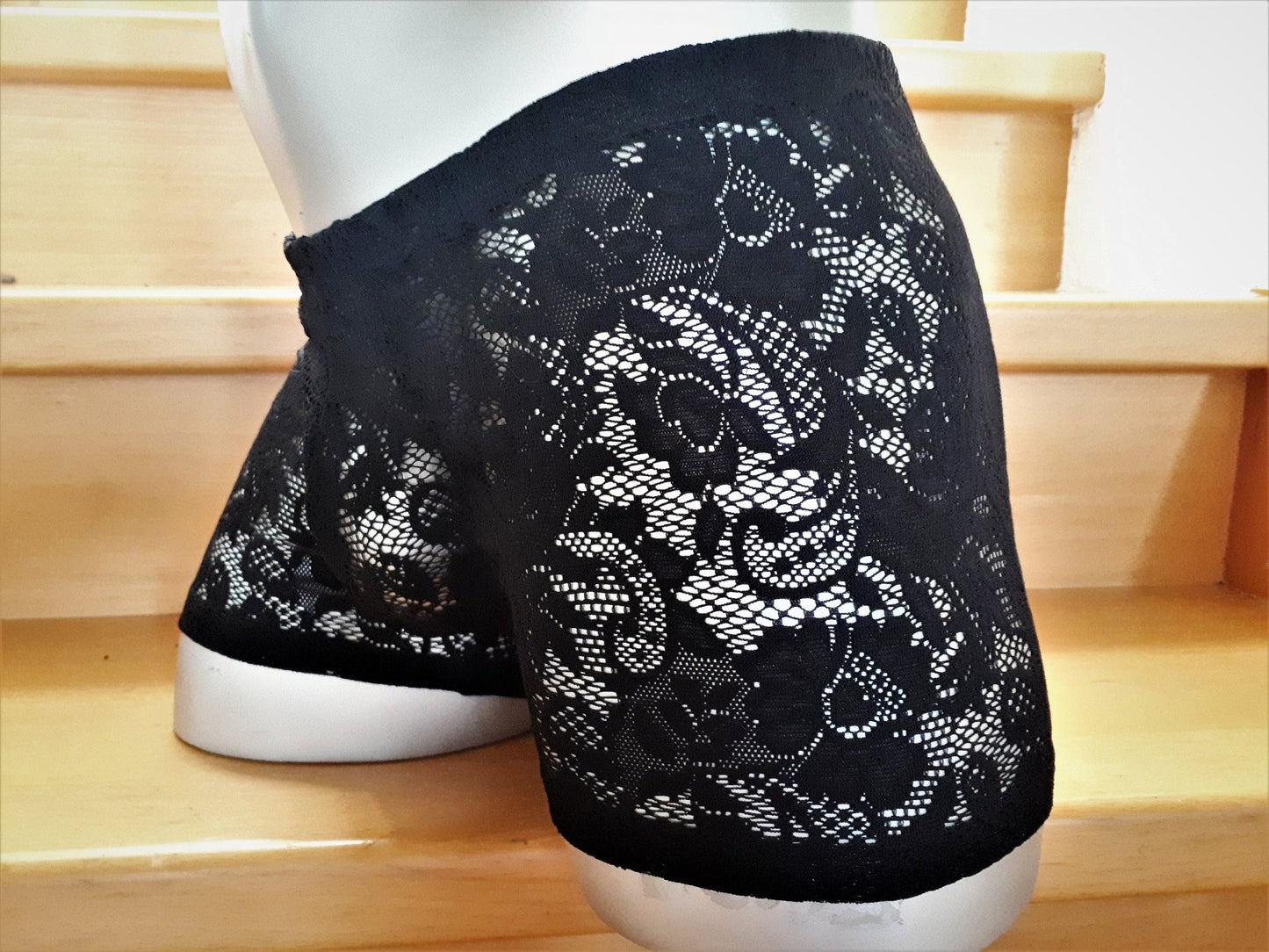 Boxershorts Spitze schwarz elastisch transparent enganliegend sexy - SEXSENSE