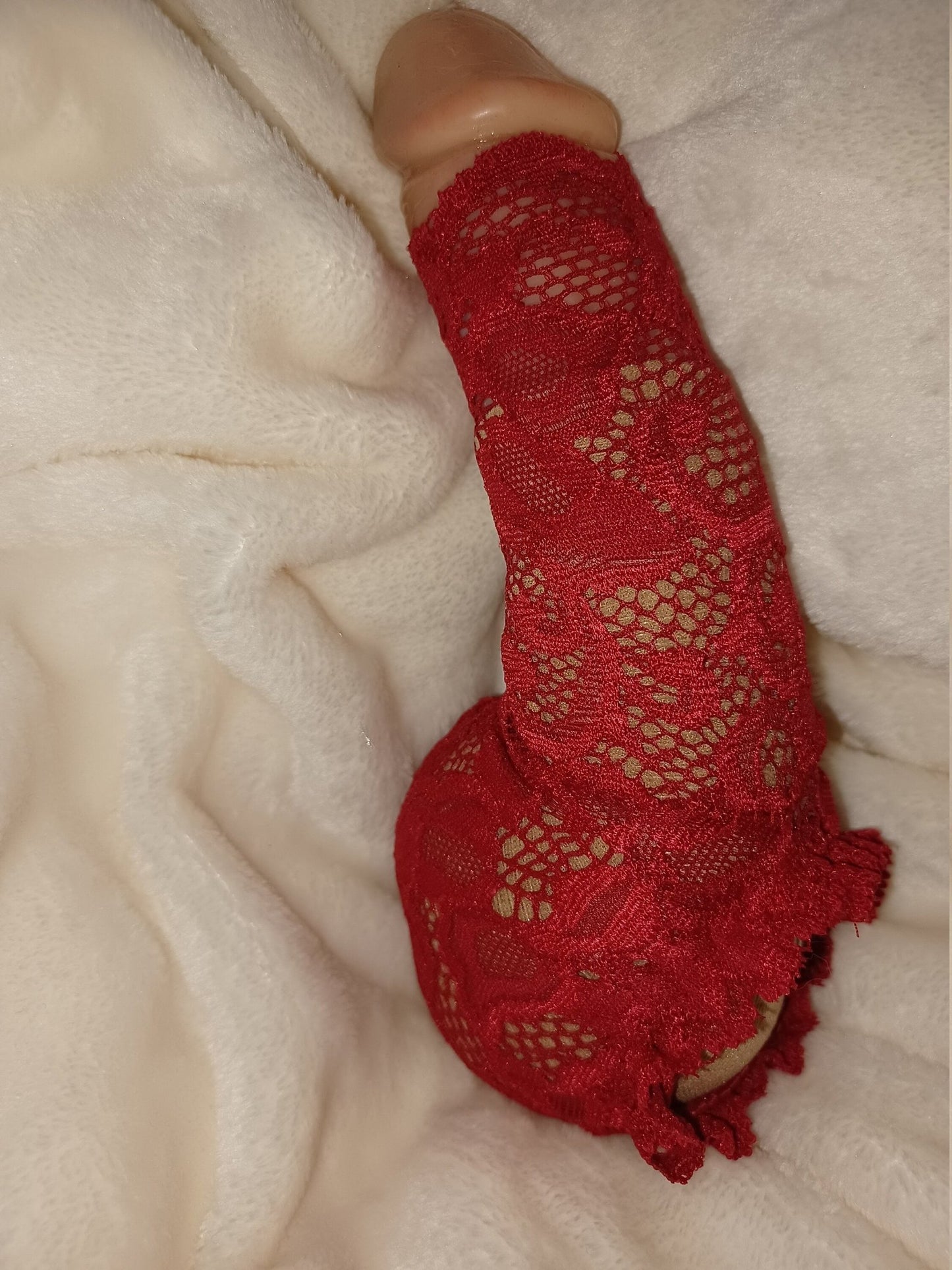 Penissocke Willy - Pyjama Sackhalter Juwelensäckchen rot Spitze Lollybag Nusstüte - SEXSENSE