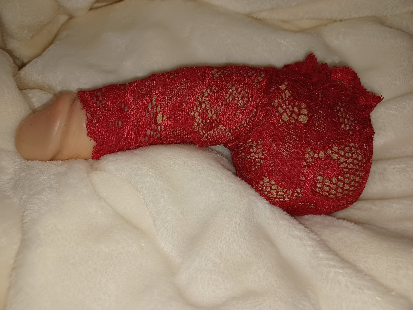 Penissocke Willy - Pyjama Sackhalter Juwelensäckchen rot Spitze Lollybag Nusstüte - SEXSENSE