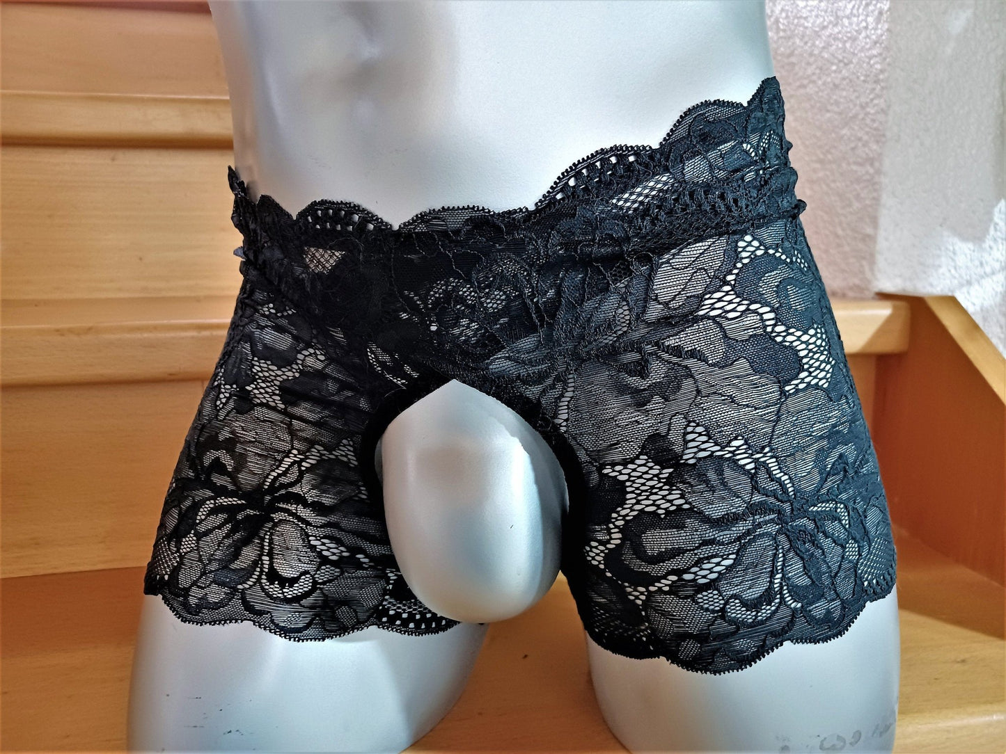 Strumpfbänder Straps halterlos Stay Hip for man ouvert 2 - teilig elastische Spitze schwarz UNIKAT sexy Dessous Fetisch - SEXSENSE