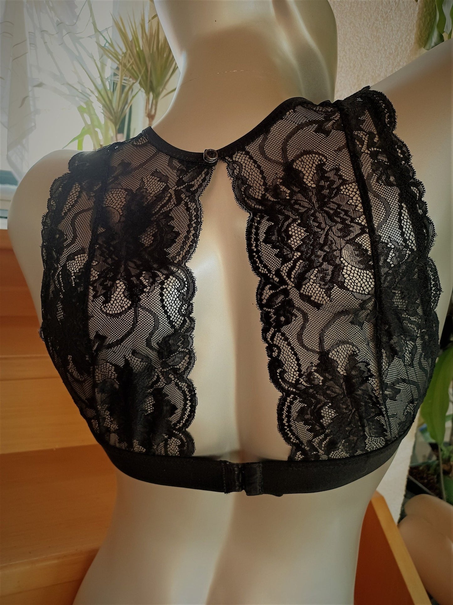 Herren Bustier en femme Dessous elastische Spitze schwarz Top - Shirt - SEXSENSE