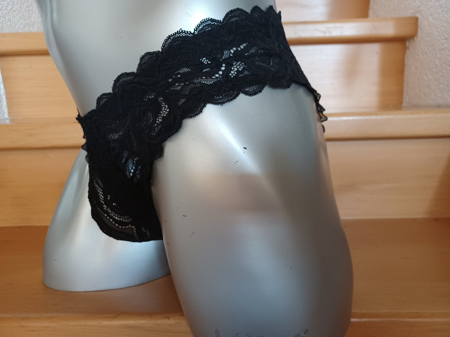 Spitzen Slip Hipster Panty schwarze Spitze Femboy Bogenabschlüsse - SEXSENSE